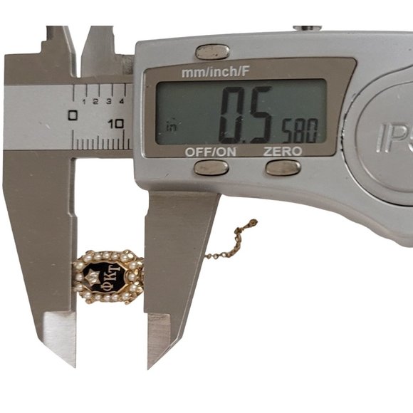 10K Yellow Gold Phi Kappa Tau Diamond Seed Pearl Lapel Pin Brooch E48 - Picture 7 of 10